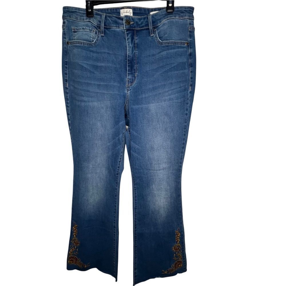 Wonderly High-Rise Flare Classic Blue Women's Blue Jeans Plus Sz 18R Hippie Boho